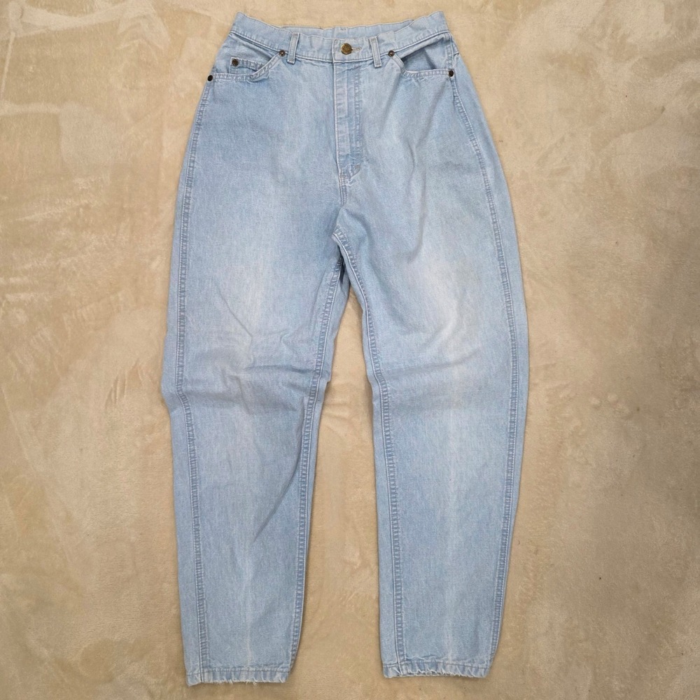Vtg 80s Lee Riders High Waisted Mom Jeans Womens 12 Med Light Wash Made in USA